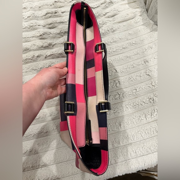 Kate Spade Geometric Colorblock Pink and Navy Tote - Picture 5 of 7